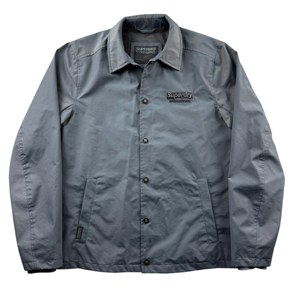 Superdry International Men's Jacket Small Gray Coach Mesh Lined Lightweight Snap